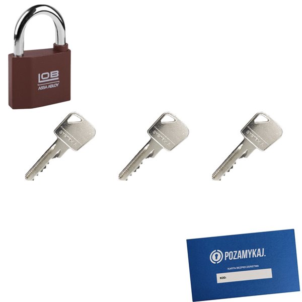 Kłódka LOB KZ50 + 3 klucze w zestawie
