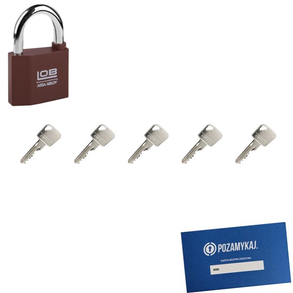 Kłódka LOB KZ50 + 5 kluczy w zestawie