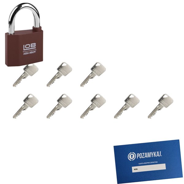 Kłódka LOB KZ50 + 8 kluczy w zestawie
