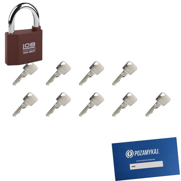 Kłódka LOB KZ50 + 9 kluczy w zestawie