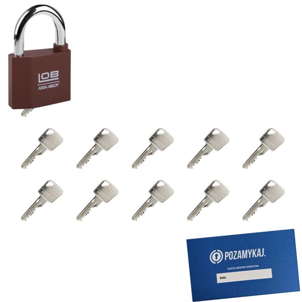 Kłódka LOB KZ50 + 11 kluczy w zestawie