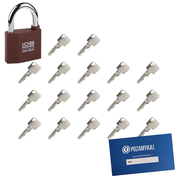 Kłódka LOB KZ50 + 18 kluczy w zestawie