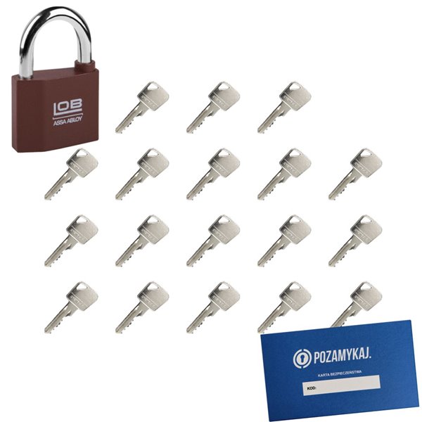 Kłódka LOB KZ50 + 19 kluczy w zestawie