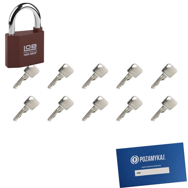 Kłódka LOB KZ60 + 10 kluczy w zestawie
