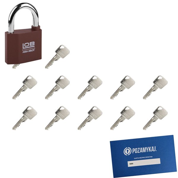 Kłódka LOB KZ60 + 12 kluczy w zestawie