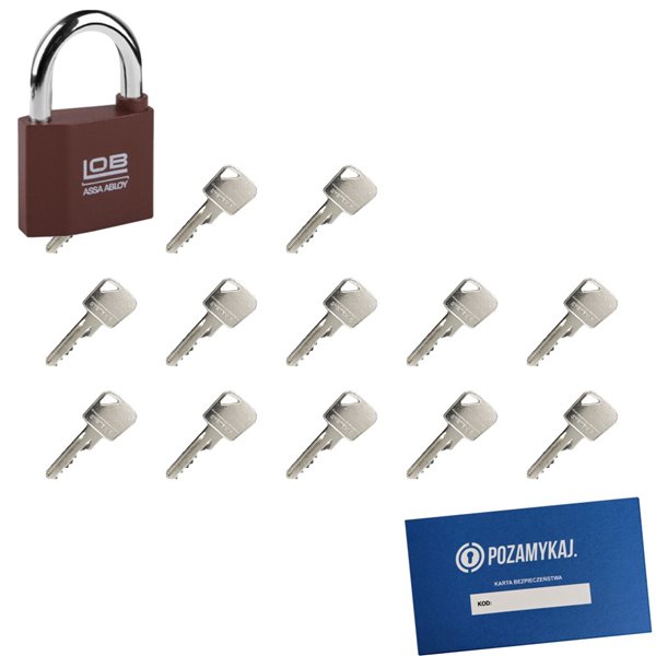 Kłódka LOB KZ60 + 13 kluczy w zestawie