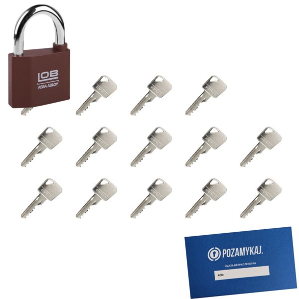 Kłódka LOB KZ60 + 14 kluczy w zestawie