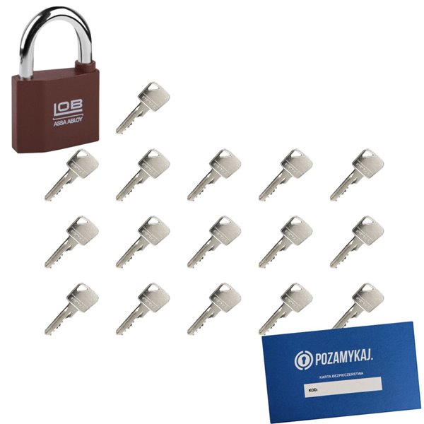 Kłódka LOB KZ60 + 17 kluczy w zestawie