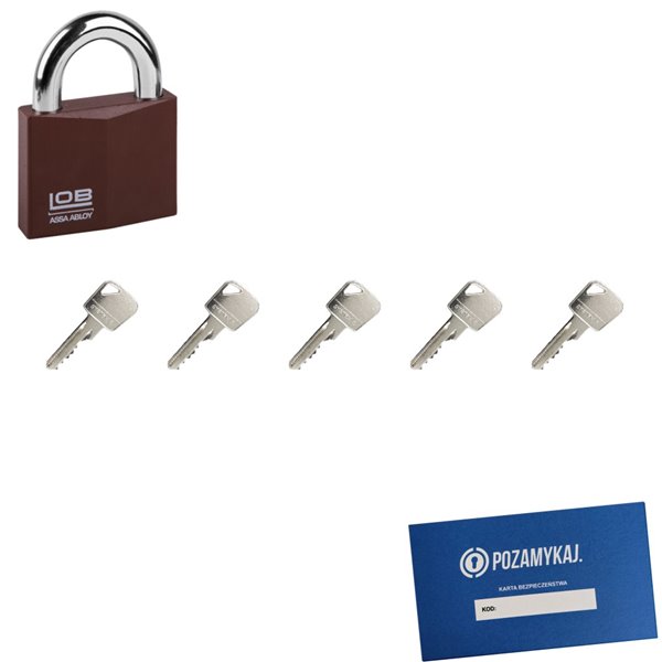 Kłódka LOB KW01 + 5 kluczy w zestawie