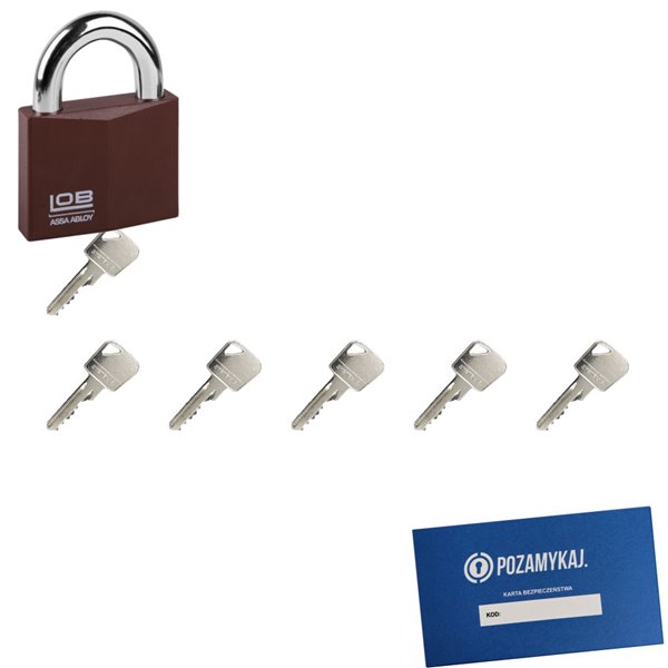 Kłódka LOB KW01 + 6 kluczy w zestawie