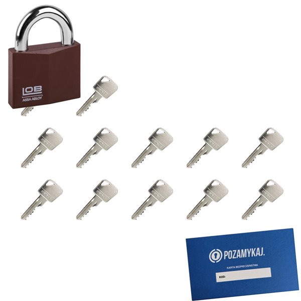 Kłódka LOB KW01 + 12 kluczy w zestawie