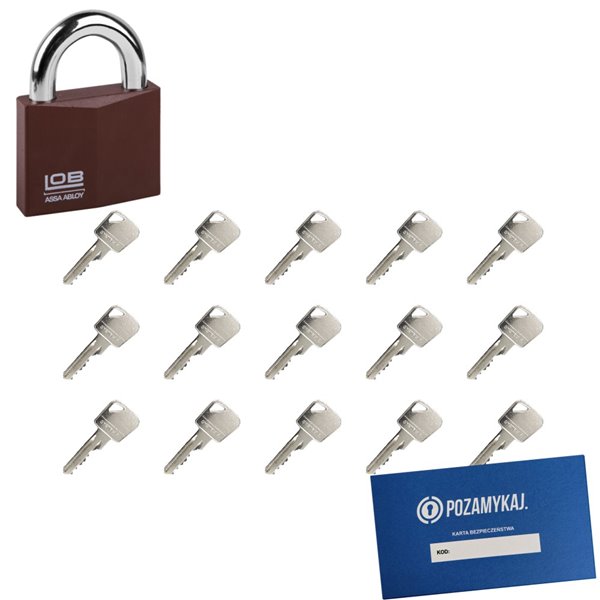Kłódka LOB KW01 + 16 kluczy w zestawie