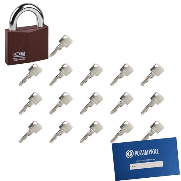 Kłódka LOB KW01 + 17 kluczy w zestawie