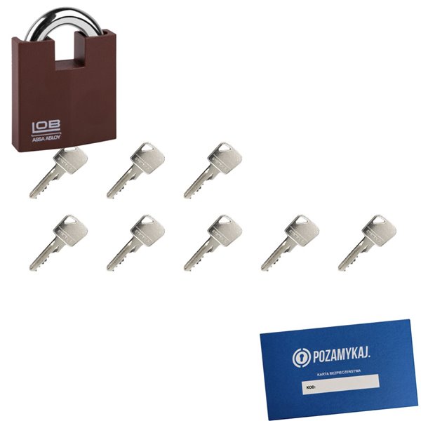 Kłódka LOB KW02 + 8 kluczy w zestawie