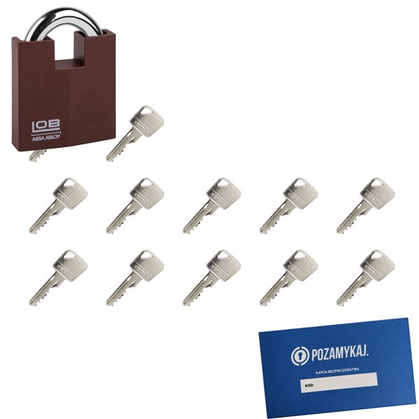 Kłódka LOB KW02 + 12 kluczy w zestawie