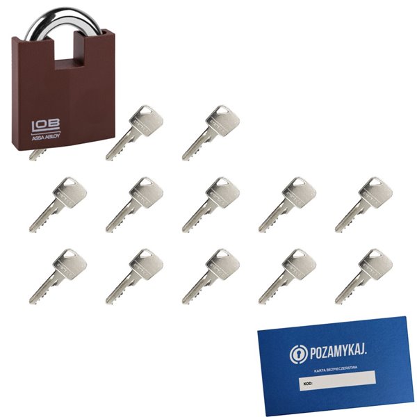 Kłódka LOB KW02 + 13 kluczy w zestawie