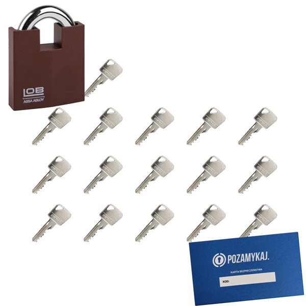 Kłódka LOB KW02 + 17 kluczy w zestawie