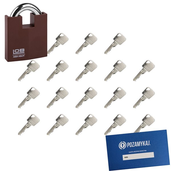 Kłódka LOB KW02 + 19 kluczy w zestawie