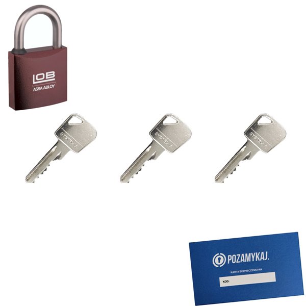 Kłódka LOB KMM5 + 3 klucze w zestawie