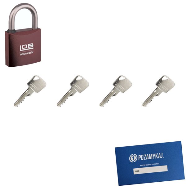 Kłódka LOB KMM5 + 4 klucze w zestawie