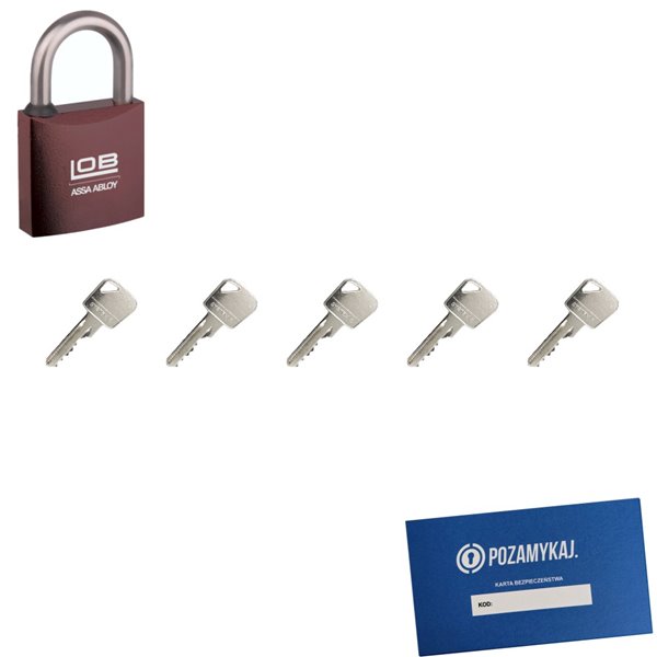 Kłódka LOB KMM5 + 5 kluczy w zestawie