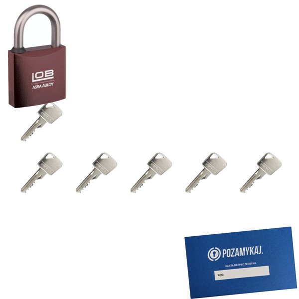 Kłódka LOB KMM5 + 6 kluczy w zestawie