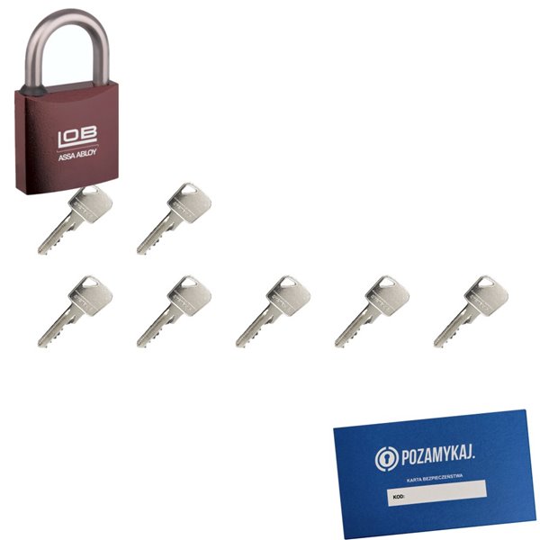 Kłódka LOB KMM5 + 7 kluczy w zestawie