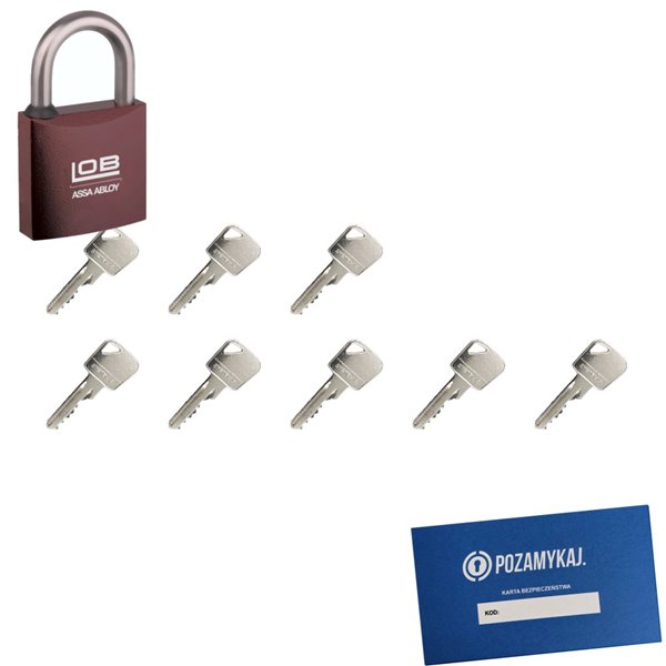Kłódka LOB KMM5 + 8 kluczy w zestawie