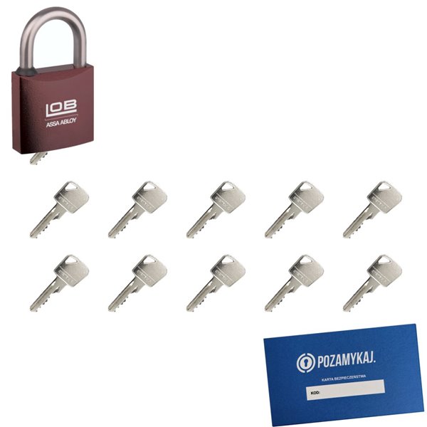 Kłódka LOB KMM5 + 11 kluczy w zestawie