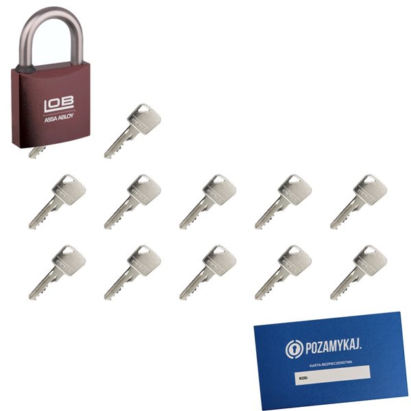 Kłódka LOB KMM5 + 12 kluczy w zestawie