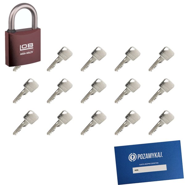 Kłódka LOB KMM5 + 15 kluczy w zestawie