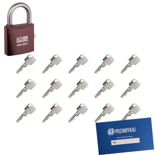 Kłódka LOB KMM5 + 16 kluczy w zestawie