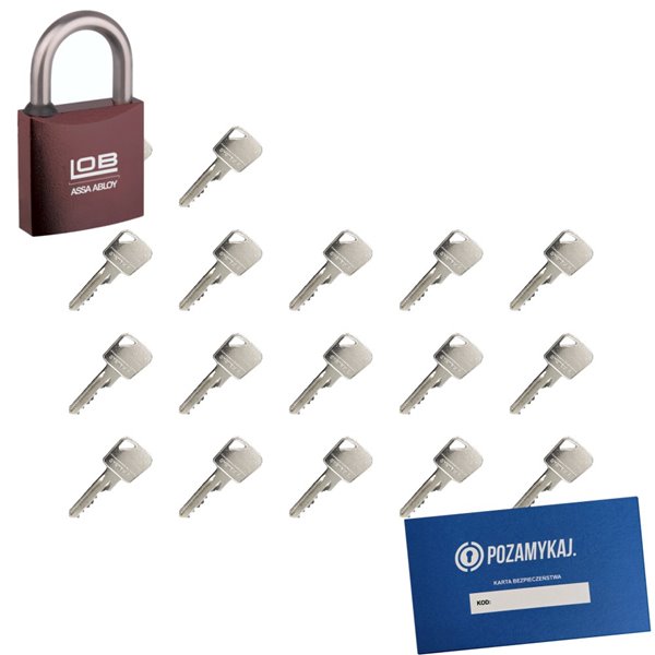 Kłódka LOB KMM5 + 17 kluczy w zestawie