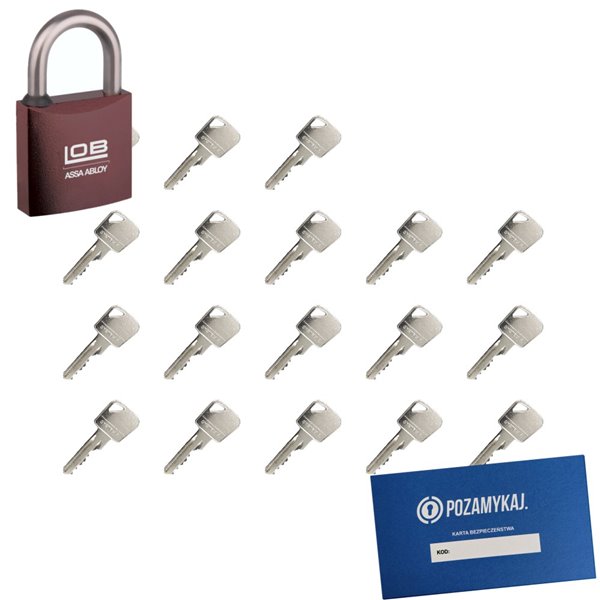 Kłódka LOB KMM5 + 18 kluczy w zestawie