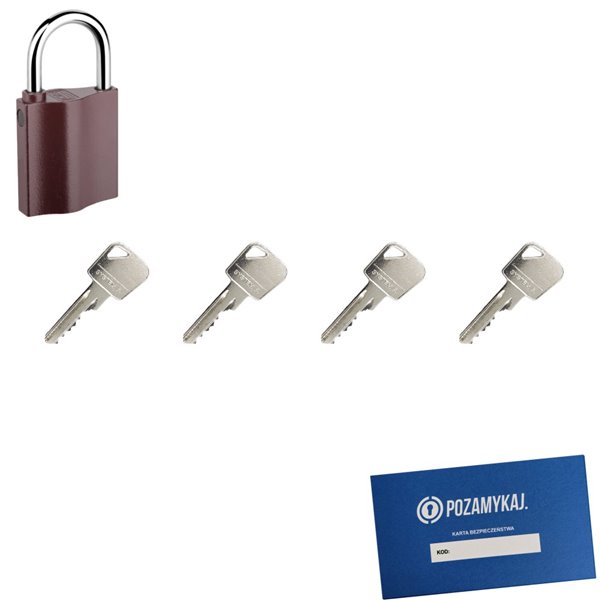 Kłódka LOB K350 + 4 klucze w zestawie