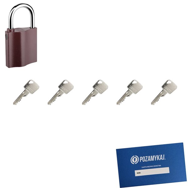 Kłódka LOB K350 + 5 kluczy w zestawie