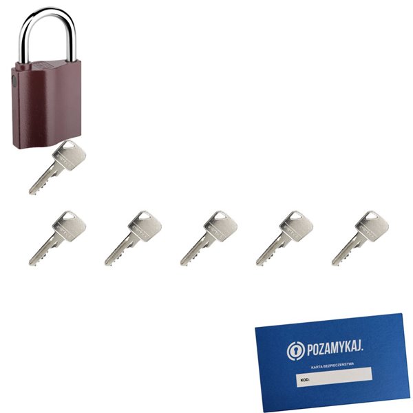 Kłódka LOB K350 + 6 kluczy w zestawie