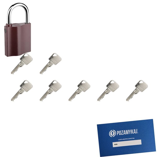 Kłódka LOB K350 + 7 kluczy w zestawie