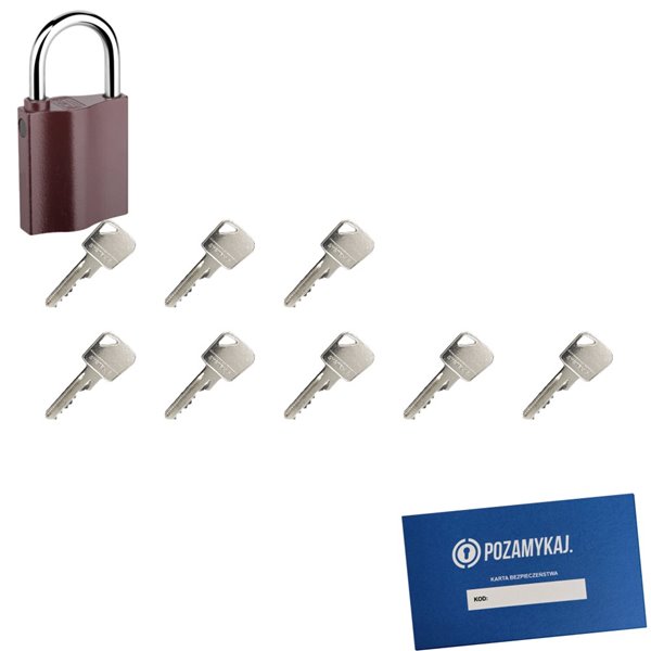 Kłódka LOB K350 + 8 kluczy w zestawie