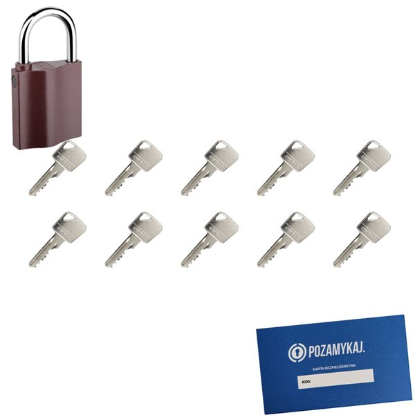 Kłódka LOB K350 + 10 kluczy w zestawie