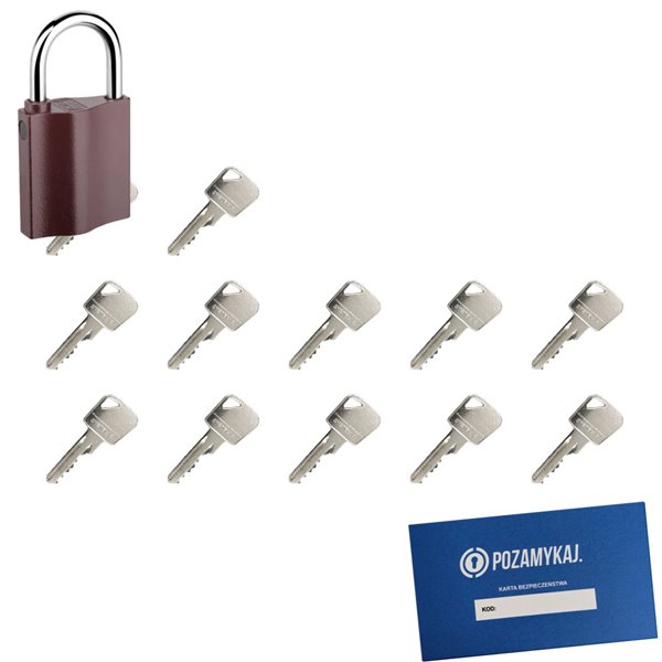 Kłódka LOB K350 + 12 kluczy w zestawie