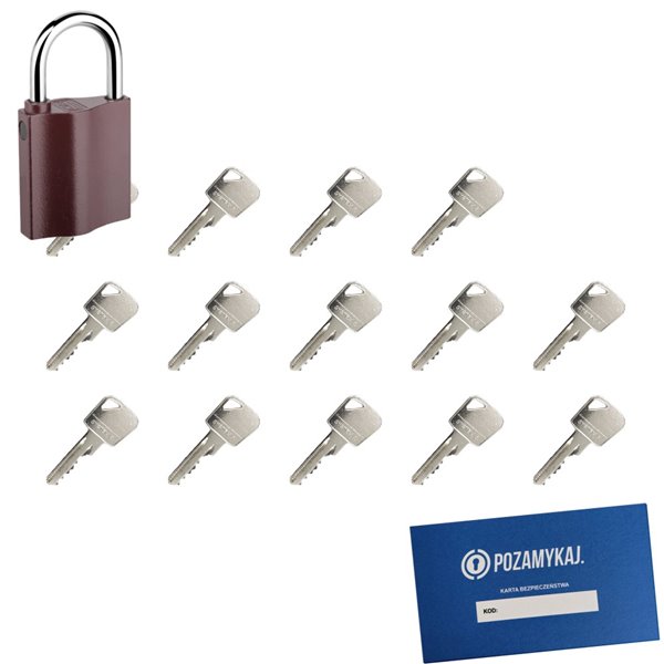 Kłódka LOB K350 + 14 kluczy w zestawie