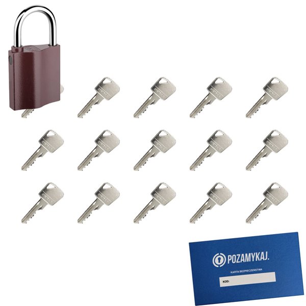 Kłódka LOB K350 + 15 kluczy w zestawie