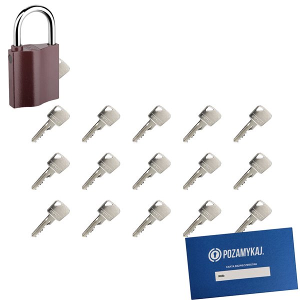 Kłódka LOB K350 + 16 kluczy w zestawie
