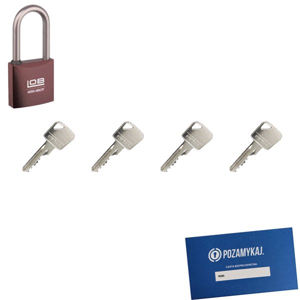 Kłódka LOB KMM51 + 4 klucze w zestawie