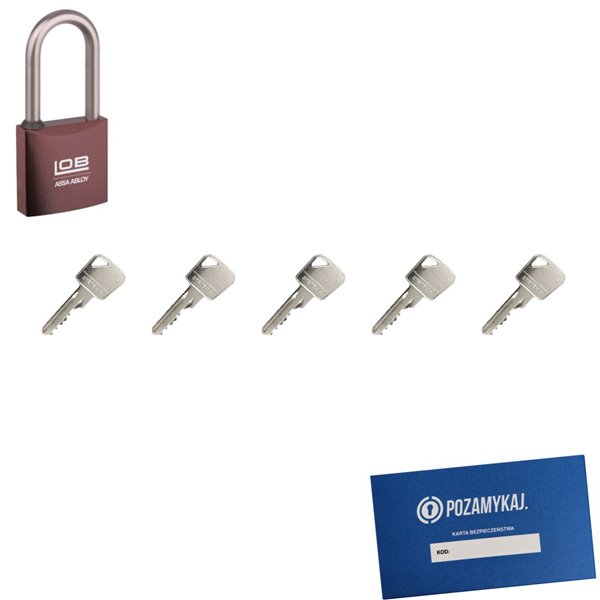Kłódka LOB KMM51 + 5 kluczy w zestawie