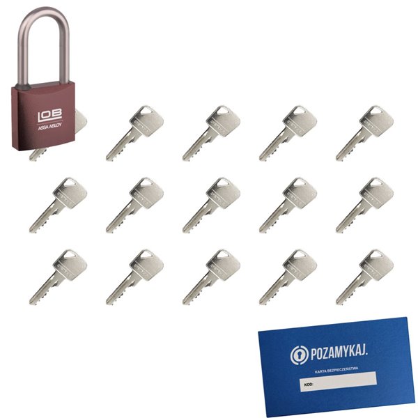 Kłódka LOB KMM51 + 15 kluczy w zestawie
