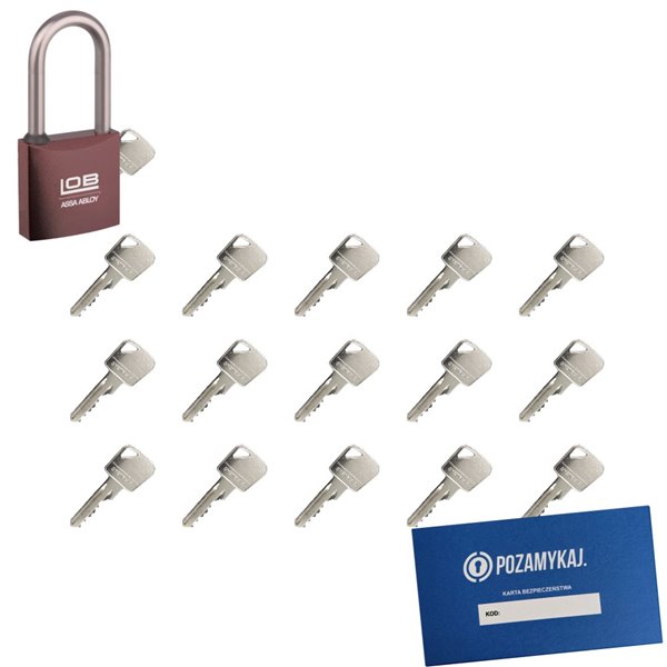 Kłódka LOB KMM51 + 16 kluczy w zestawie