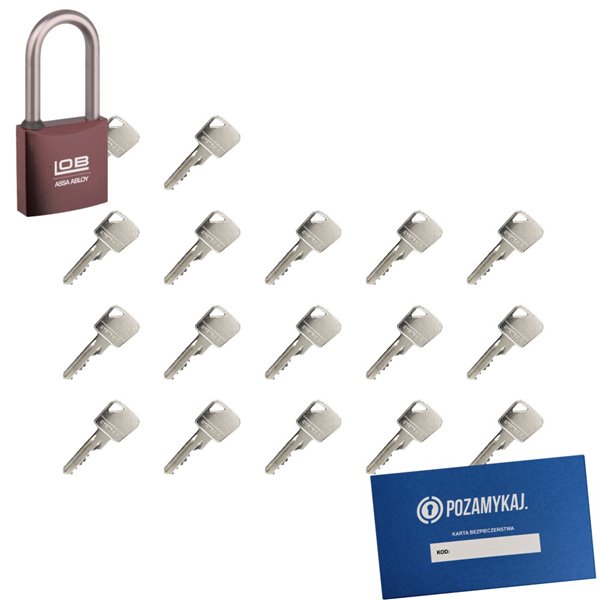 Kłódka LOB KMM51 + 17 kluczy w zestawie