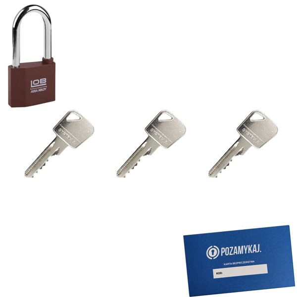Kłódka LOB KZ51 + 3 klucze w zestawie